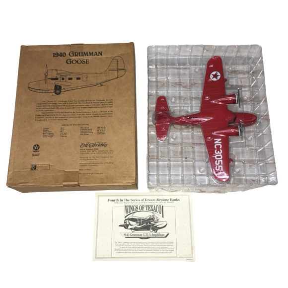 VINTAGE Wings of Texaco 1940 GRUMMAN GOOSE 4th Series Die Cast Coin Bank PLANE - Picture 13 of 16
